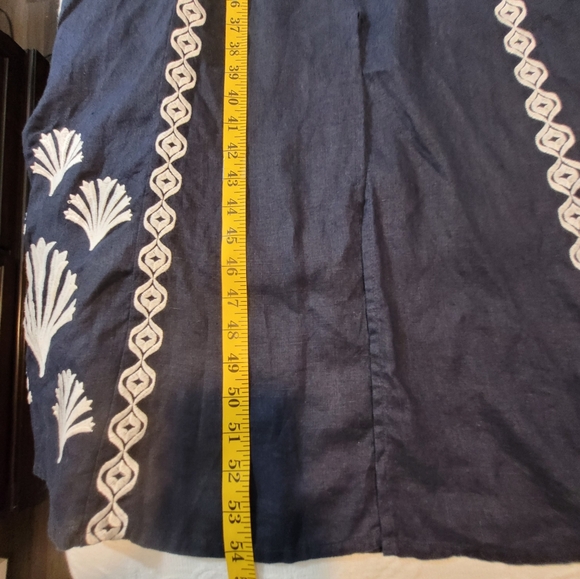Boden UNA Blue Embroidered Elastic Waist Linen Maxi Bohemian Dress Size Large - Picture 15 of 15